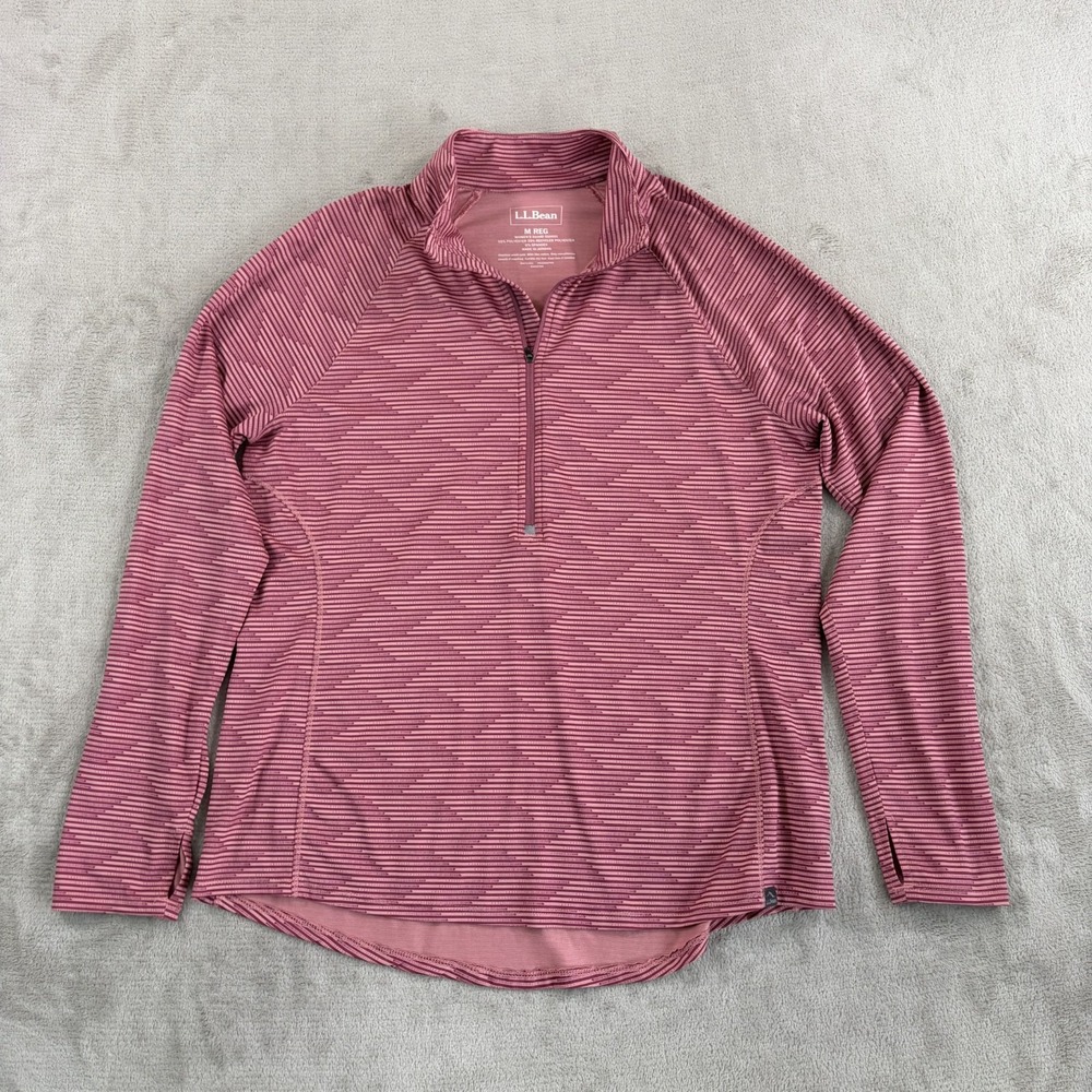 LL Bean Performance UPF 1/2 Zip Pullover in‎ Geometric Women Medium Golf NWOT